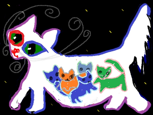 Chatte de ferme, toujours portante